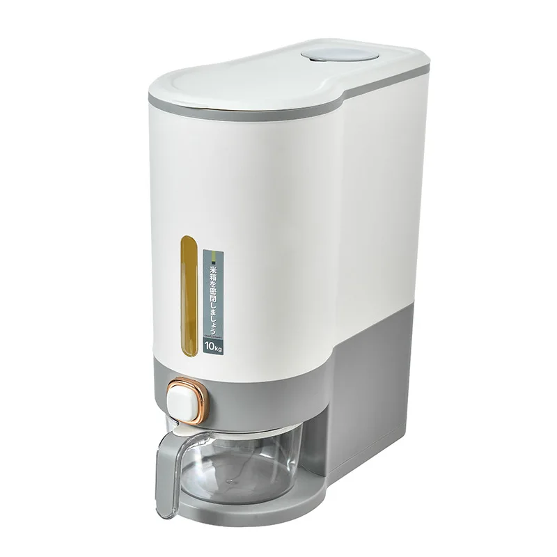 10kg Premium Plastic BPA-Free Large Capacity Cereal Grain Dry Food Storage Box Rice Dispenser with Measuring Cylinder