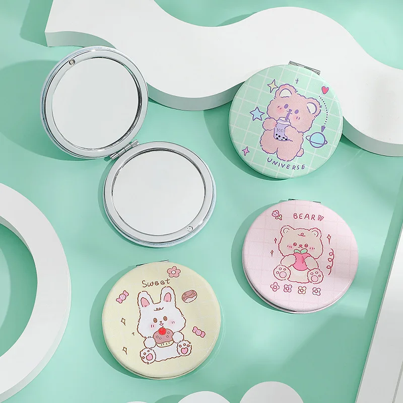 Customized Double Sides PU Leather Cover Magnifying Vanity Mirror Pocket Makeup Mirror for Gift Souvenir