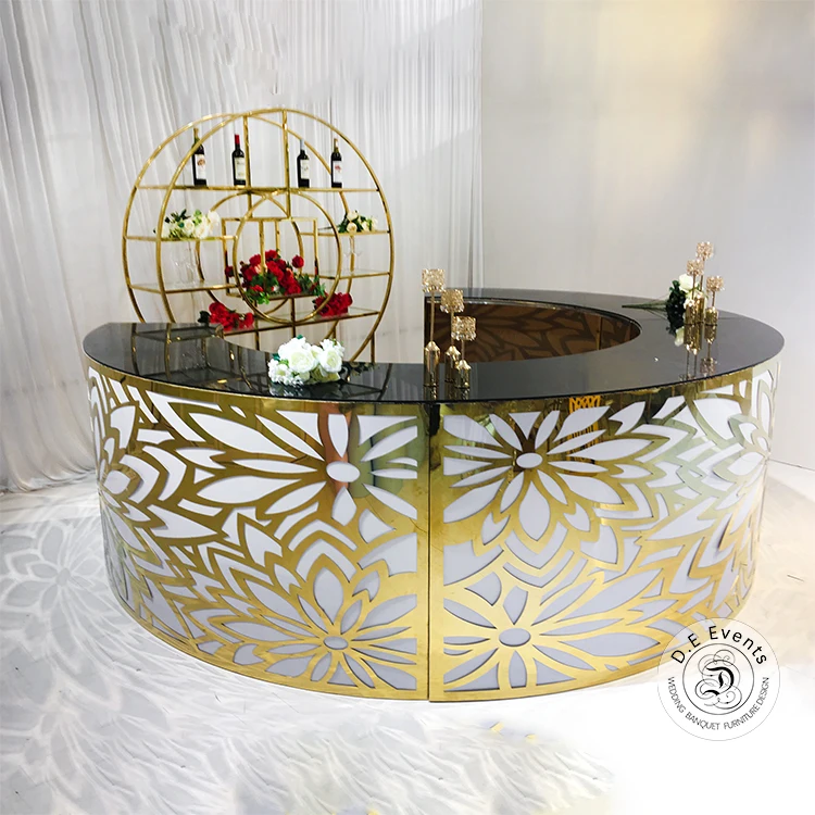 D.E Events led portable round metal outdoor party bars counter for wedding event