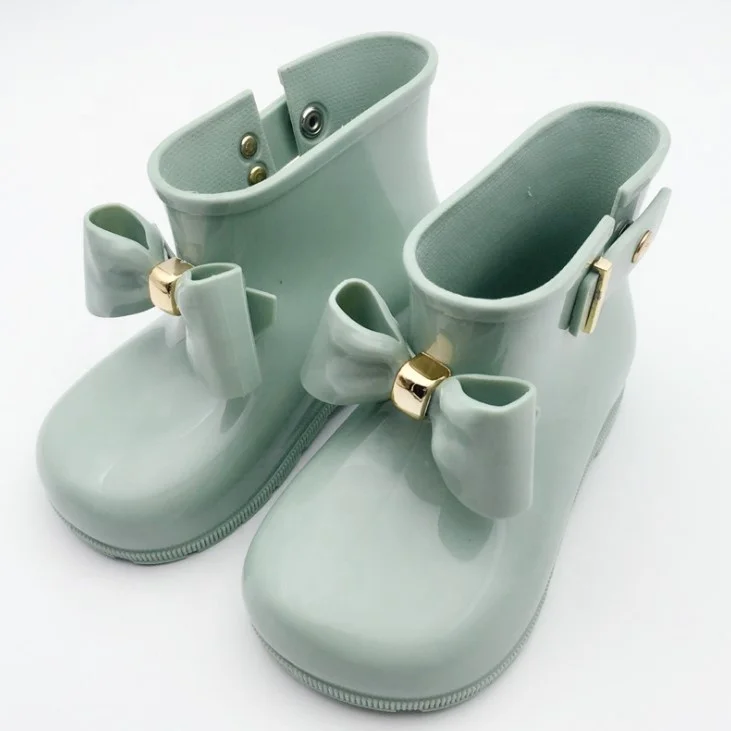 Super Soft Sole Bowknot Anti-skidding Waterproof colorful Ankle Kids Rubber Rain Boot For Girls