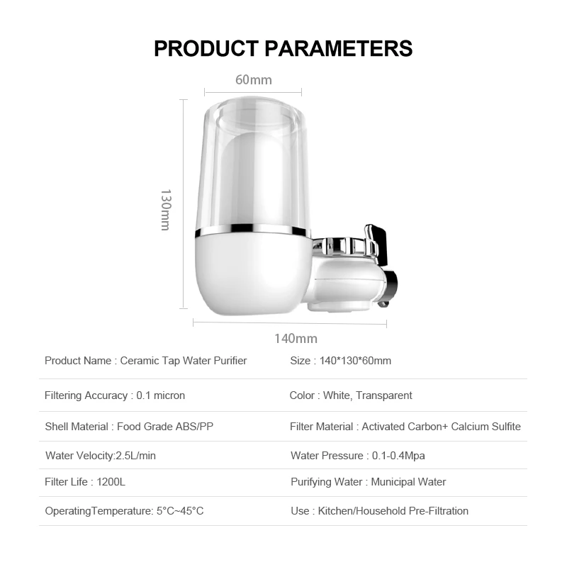 Nobana Easy Installation Alkaline Tap Faucet Water Filter Purifier for Household Kitchen