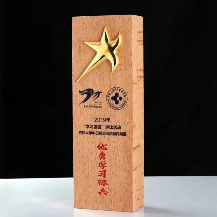 BM-1026   New design solid wooden trophy award with metal