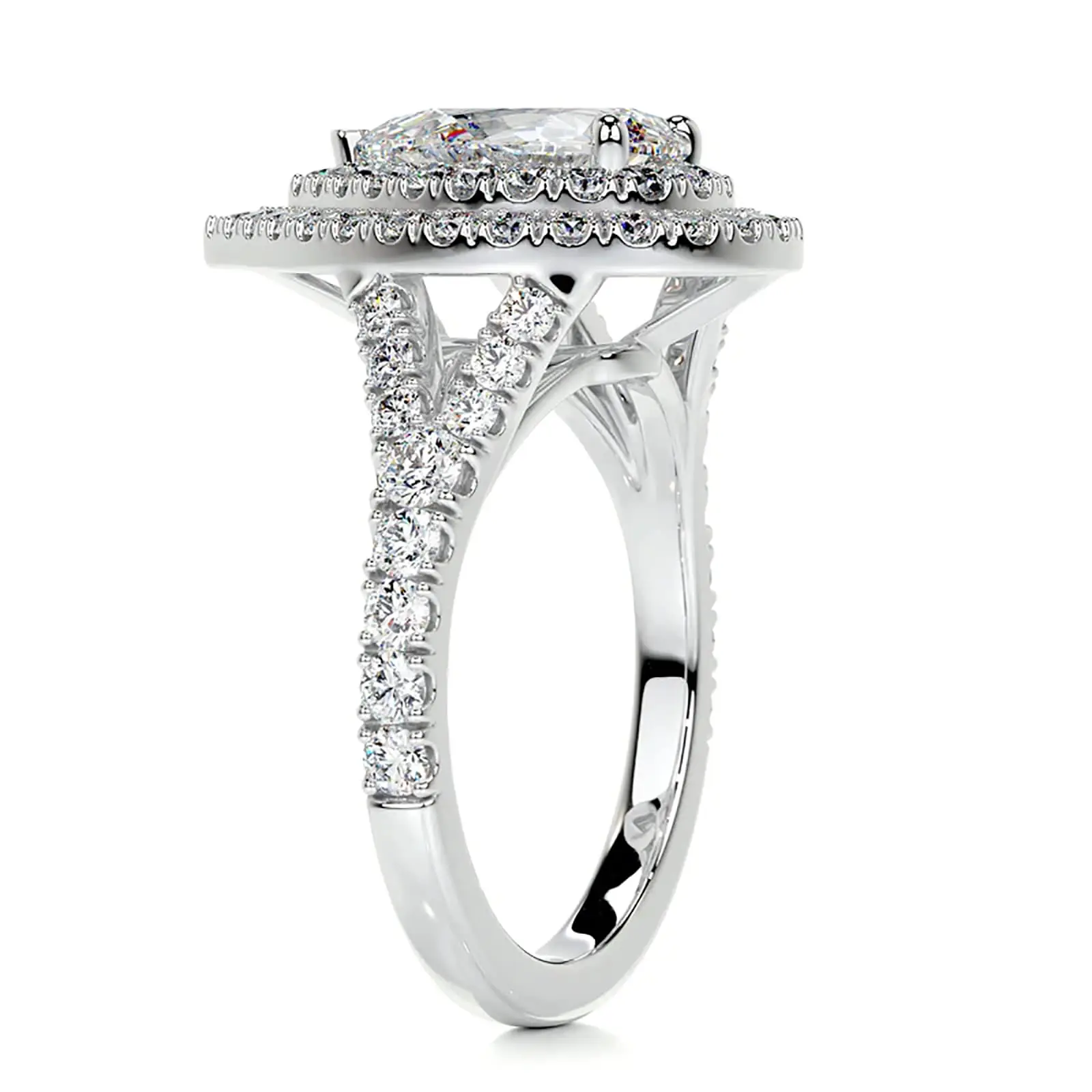 Affordable 14K Gold 9 Carat Pear Halo Lab Grown Diamond Engagement Ring Price