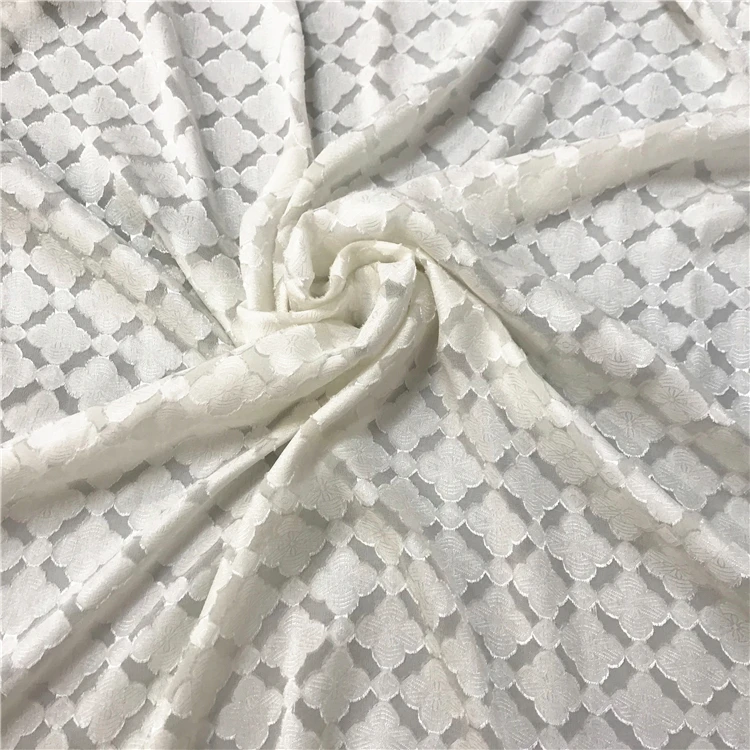 
White Bridal Fabric Satin Viscose Fabric 18mm Jacquard Fabric for wedding dress 