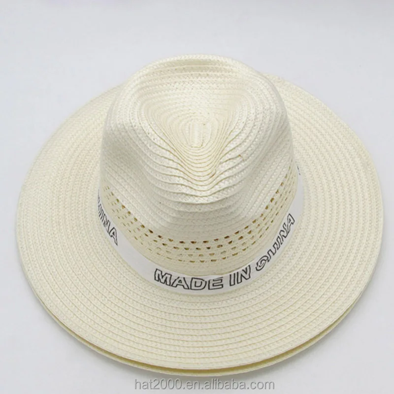 Custom fashion summer floppy foldable gambler hat unisex white straw fedora hat