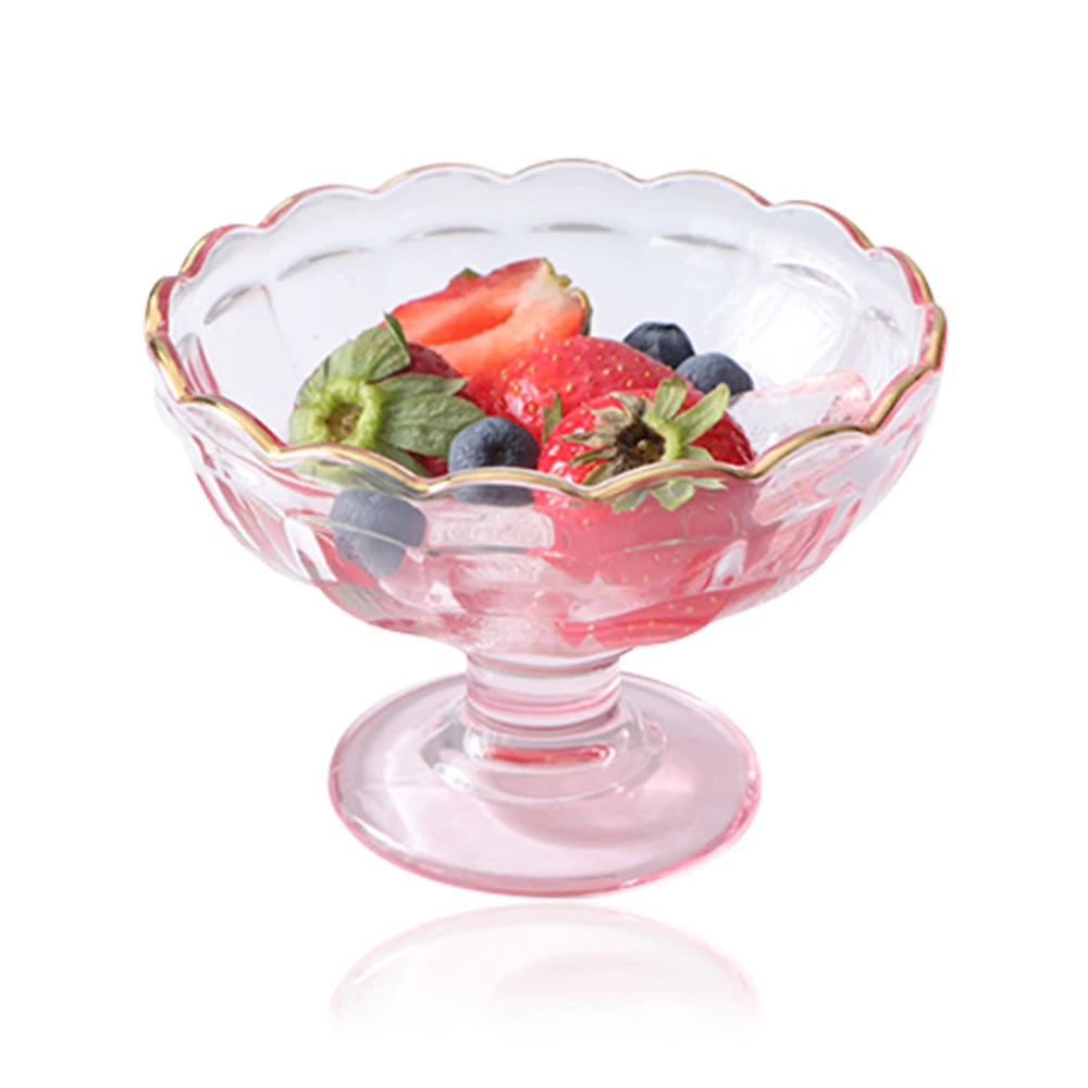 GF Ice Cream Bowl Glass Dessert Cup Small Cute Footed Clear Glass Cups with Phnom Penh Perfect for Ice Cream Dessert
