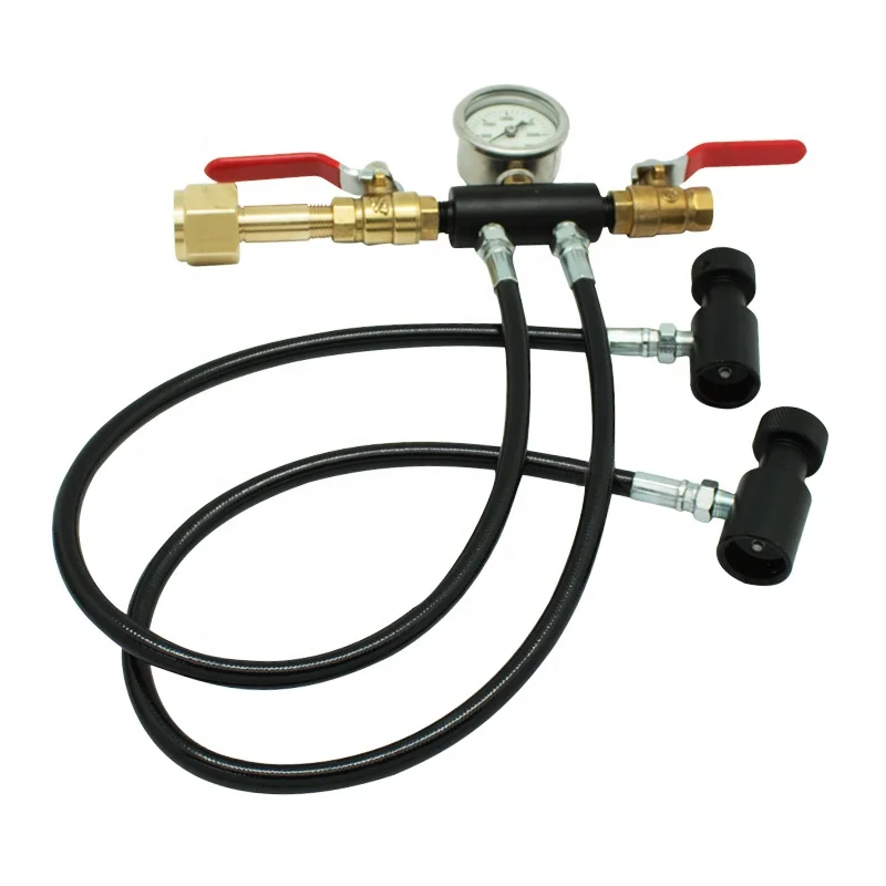 Double Hose Dual Valve Co2 Cylinder Refill Station Filling Charging Adapter Co2 Tank for Soda Maker Home Machine