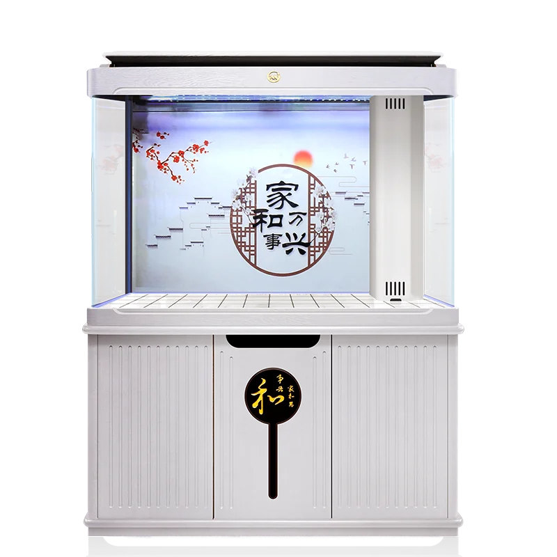 Minjiang aquarium living room medium-sized hot bending glass household large bottom filter water free ecological fish tank