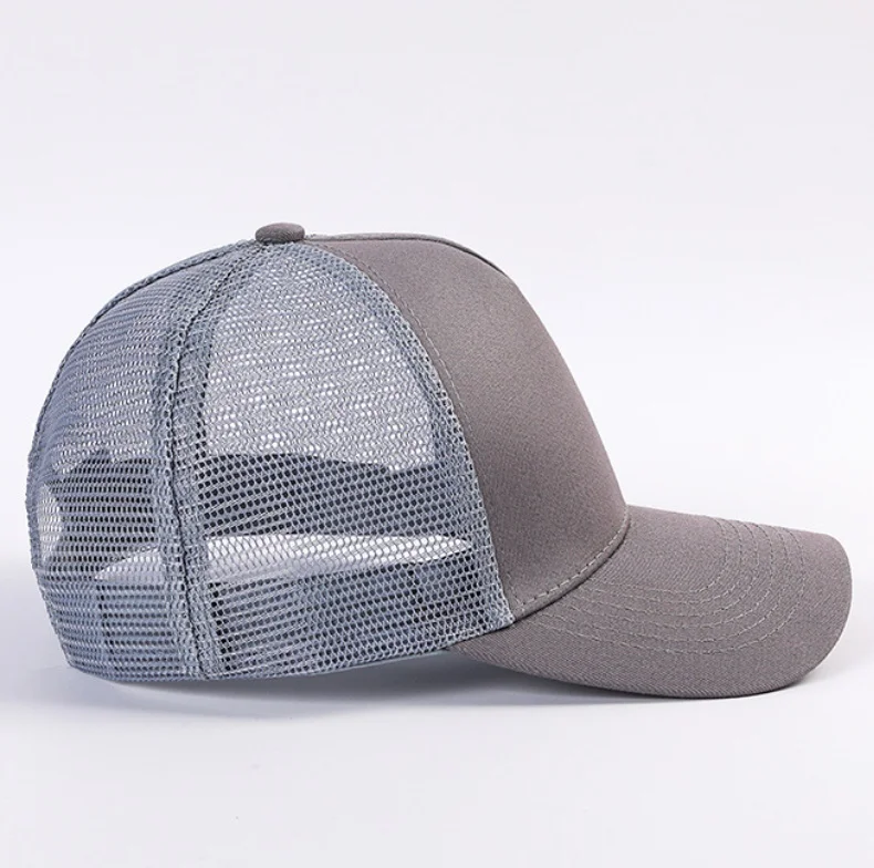 Custom Outdoor Cotton Baseball Cap Baseball Hat with Mesh Design Solid Color Sports Cap Print Logo Trucker Hat