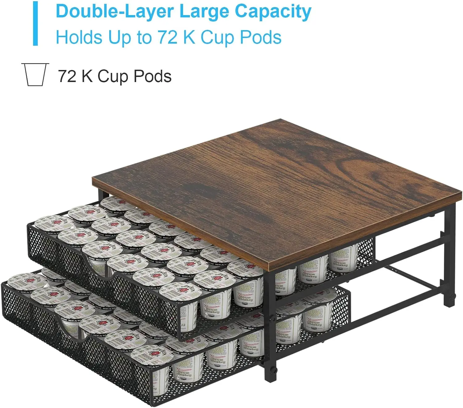 Coffee Pod Holder Coffee Pod Drawerfor K Cup Storage Drawer Holder, 72 Capacity Pods Storage Organizer for K Cups Capsule