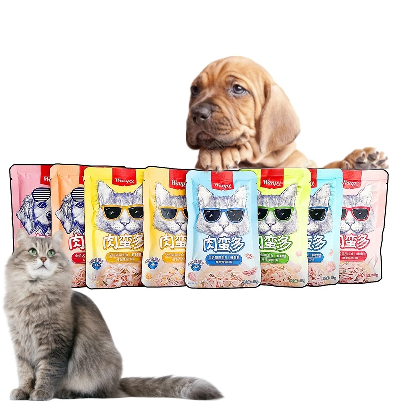 8 flavors 80g Wanpy Tasty Meat Paste Cat Treat Fresh Chicken for All Size Cats Dogs Treat Wet Food