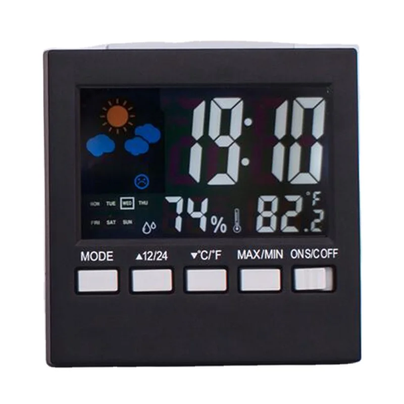 Multifunctional perpetual LED with backlight temperature and humidity lcdclk color screen weather station clock