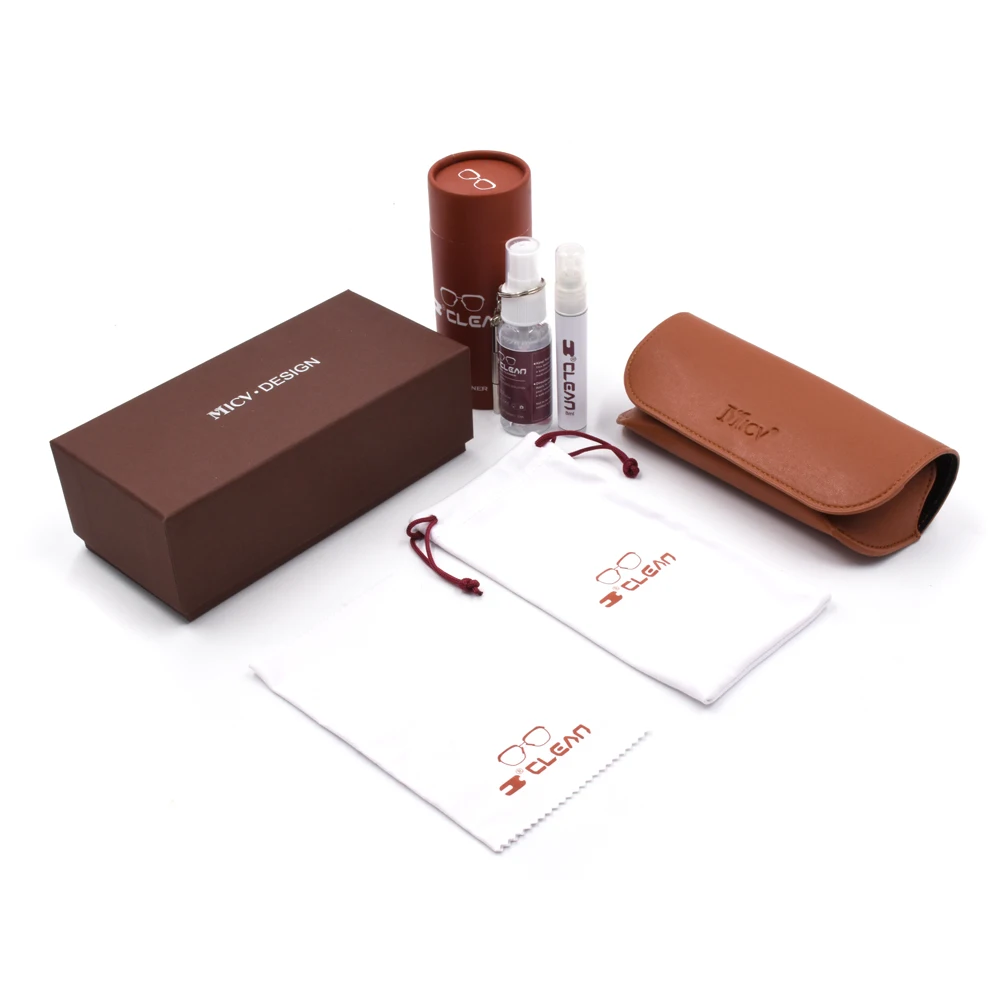 Custom Logo Sunglasses Case Packaging Set, Eco Friendly Luxury Sunglasses Packaging Boxes with Glasses Pouch Cloth Lens Spray