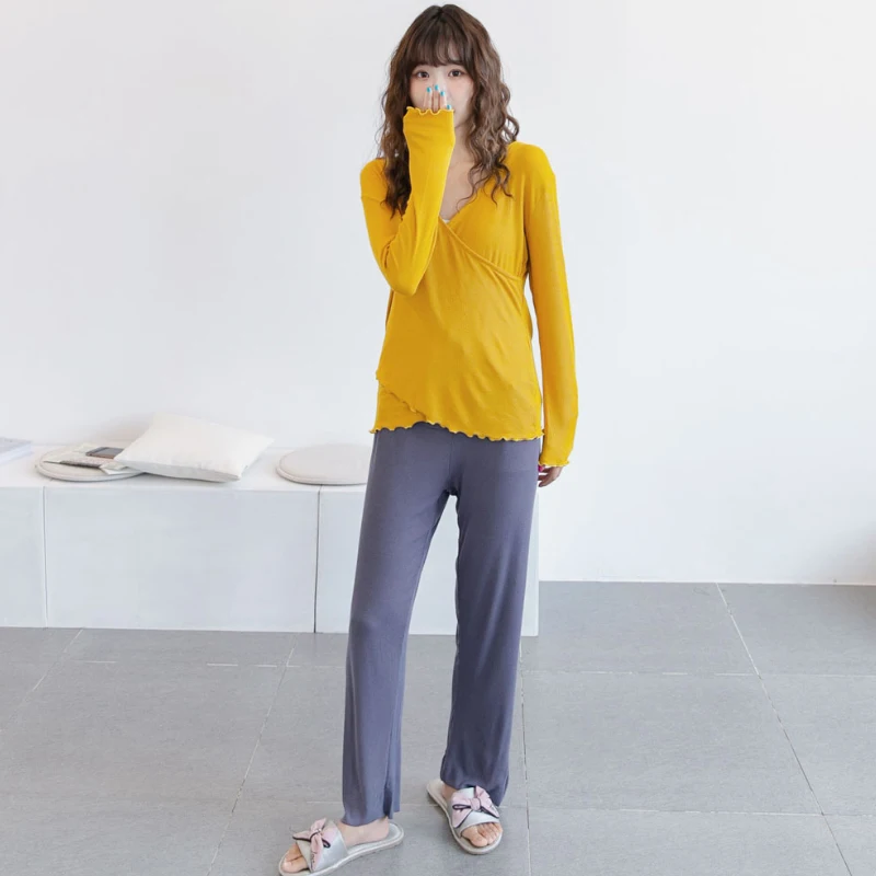 wholesale maternity clothes long sleeve women home wear cozy maternity pajamas for fall and spring season