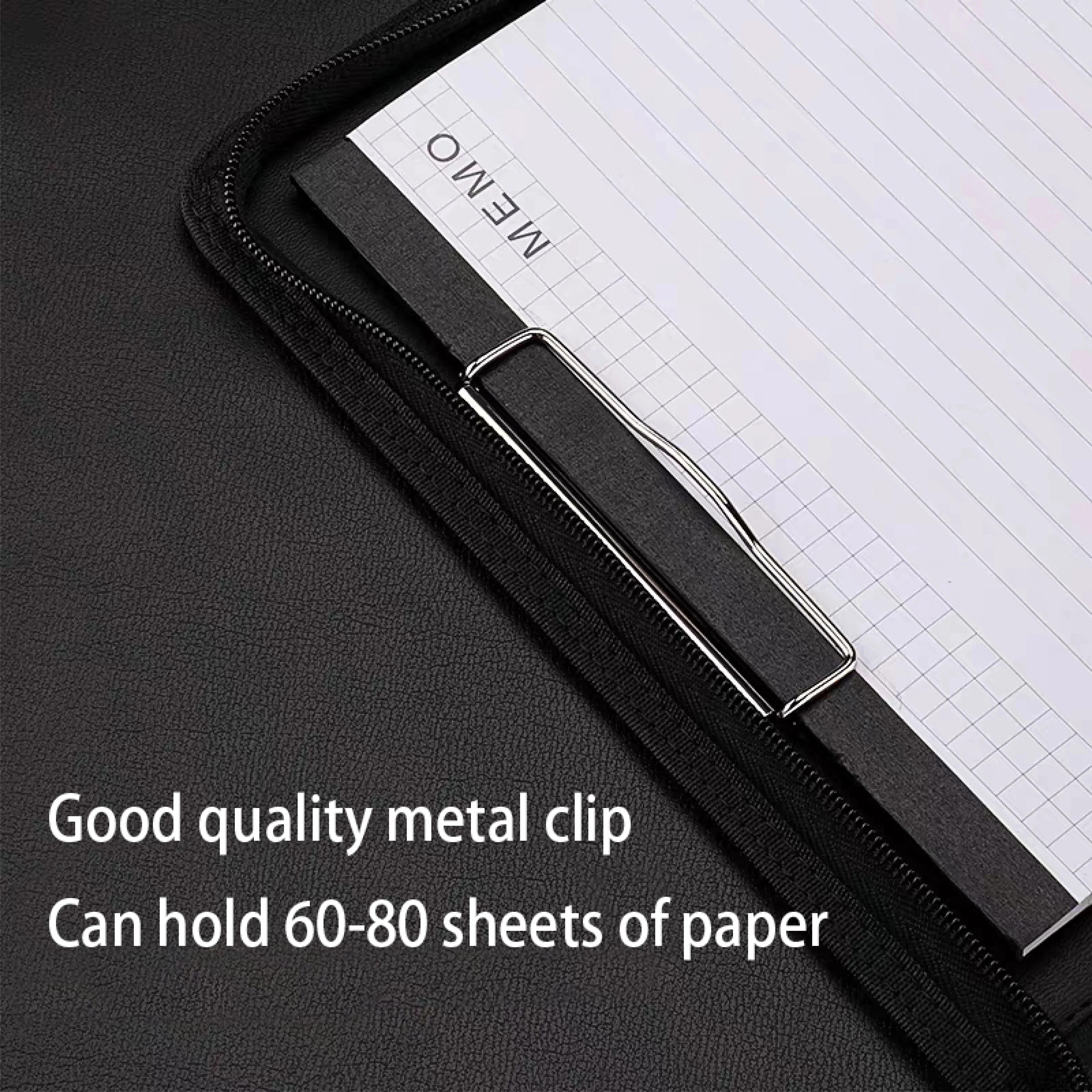 Custom logo briefcase A4 pu leather notebook portfolio business office calculator stationery zipper file folder