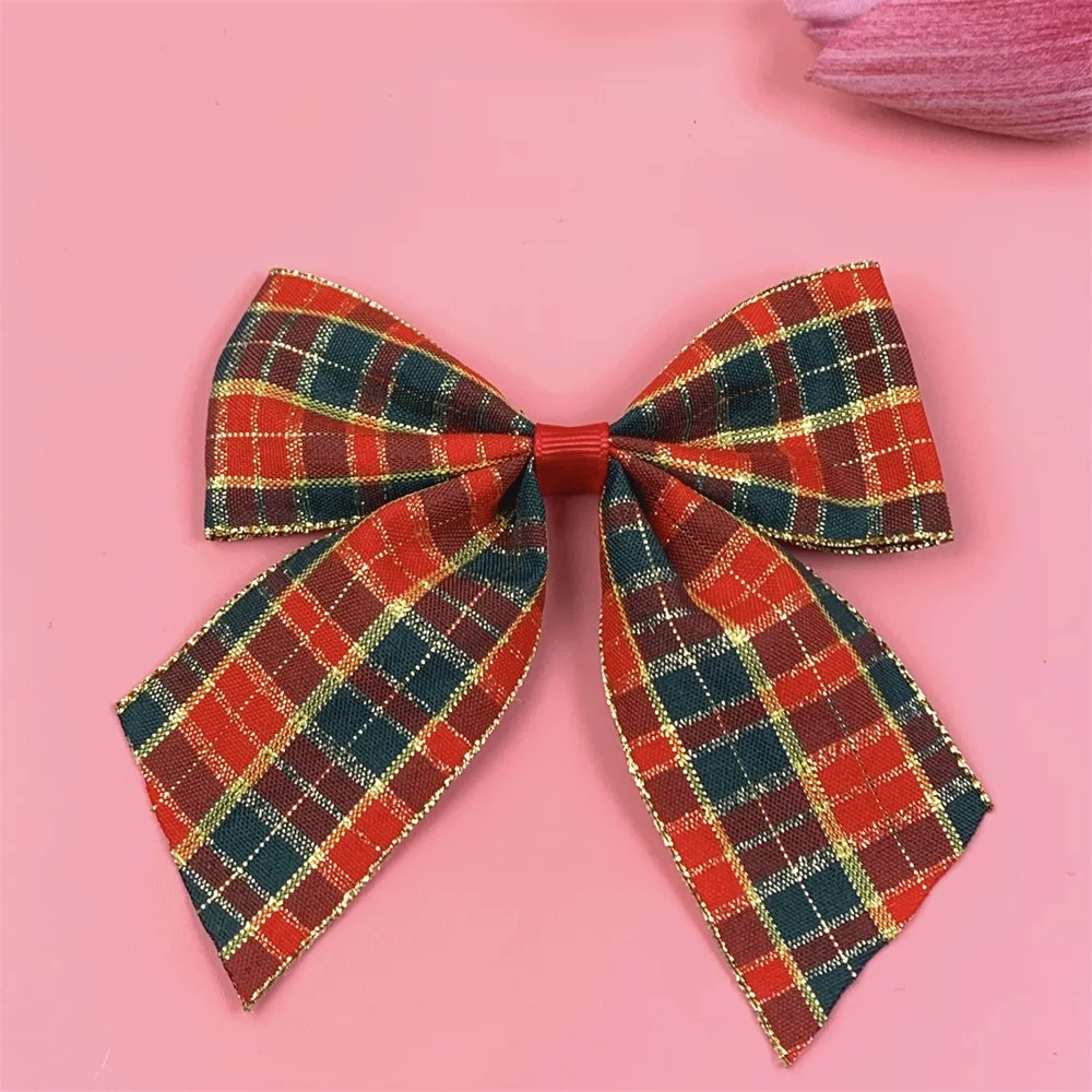 red glitter plaid ribbon hair bow girls cute tartan hair clip kids hair accessories