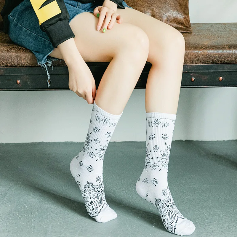 New Style Hot Sale Fashion Funny Paisley Hip-hop Skateboard Stocking Soft Cotton Popular Couples Cartoon Socks Sox