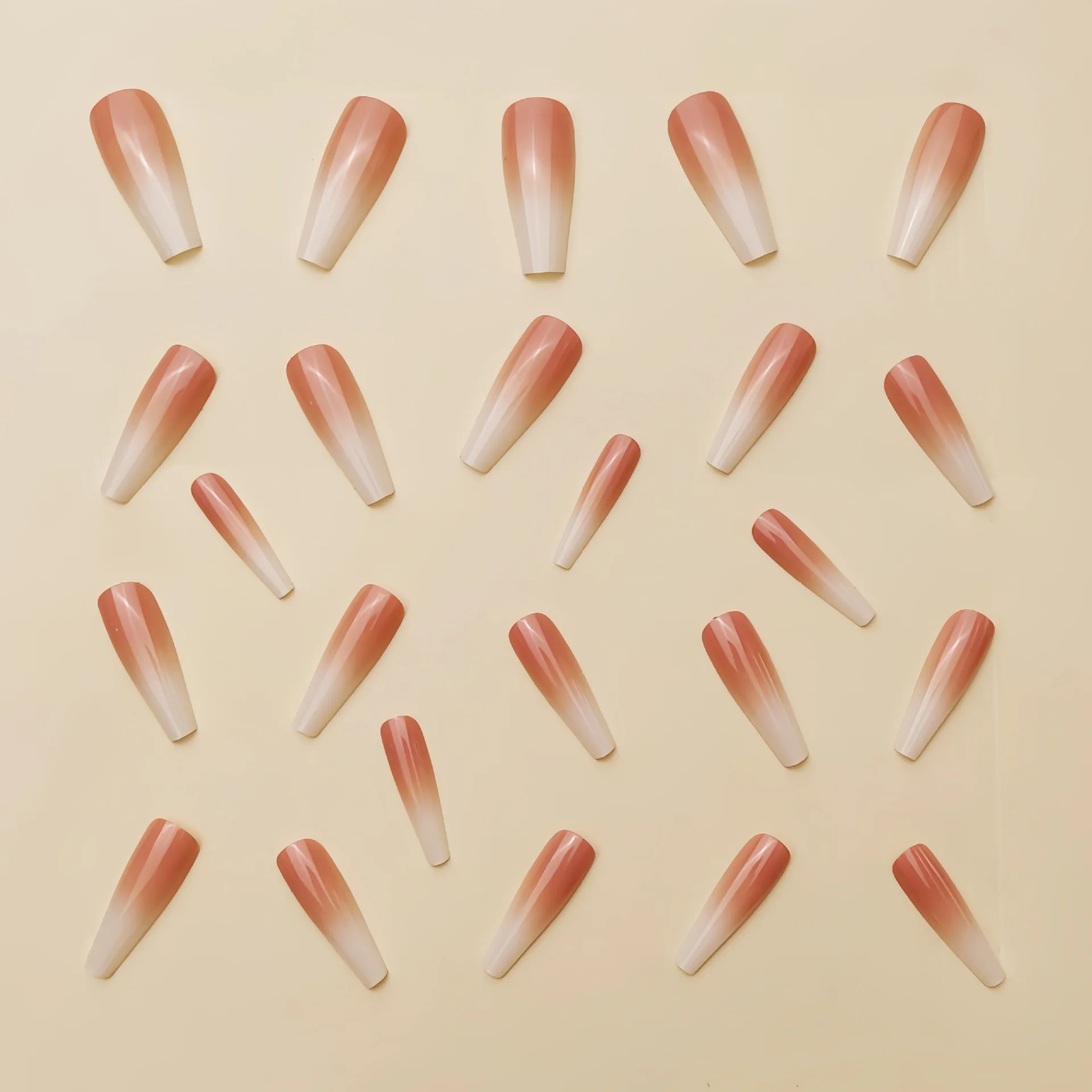 Wholesale 24-Piece Premium Touch Jelly White Gradient Pop Nude Nail Tip French Style Press-On False Nail Super Long Ballet Nail