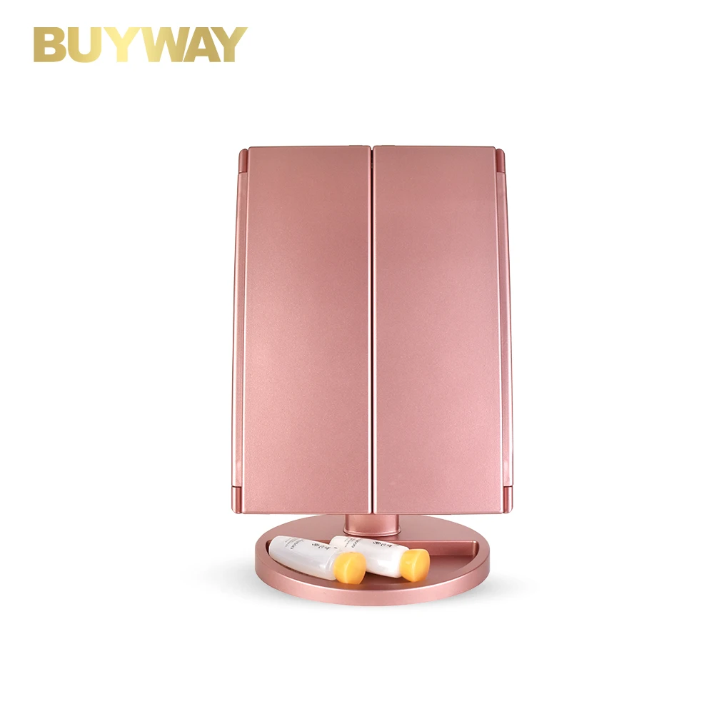 Travel Essentials Table Stand Touch Sensor Adjustable Trifold Mirror Portable Make Up Mirror