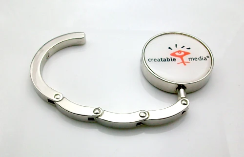 Promotion Folding Purse Bag Hanger Customized Logo Adjustable Square or round Shape Alloy Zinc Material for Handbags Handles