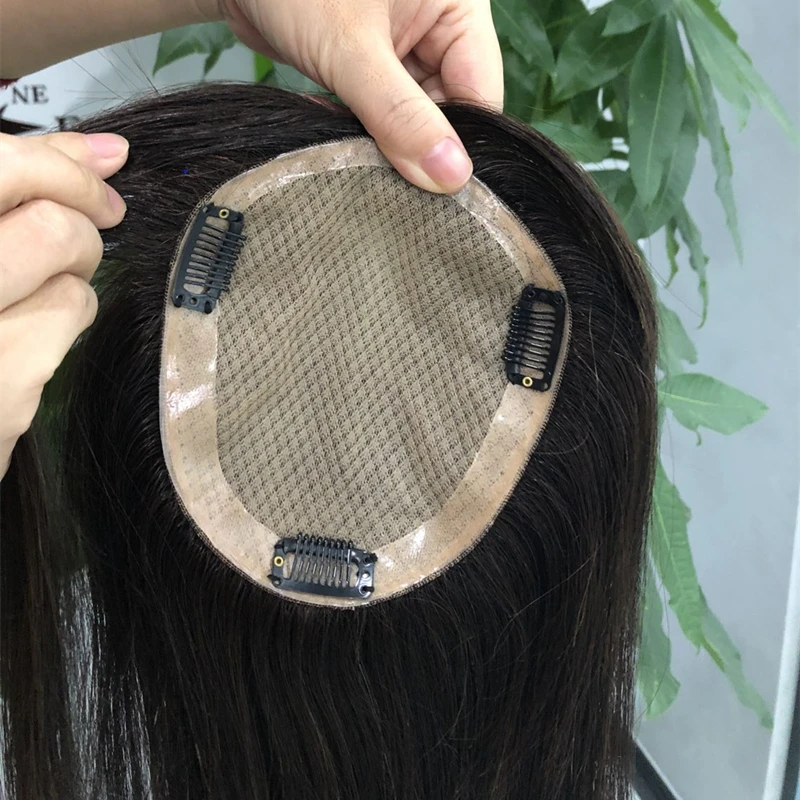 Wholesale Factory Human Hair Toupee For Women Virgin European Human Hair Toppers Natural Color Silk Base Toupee