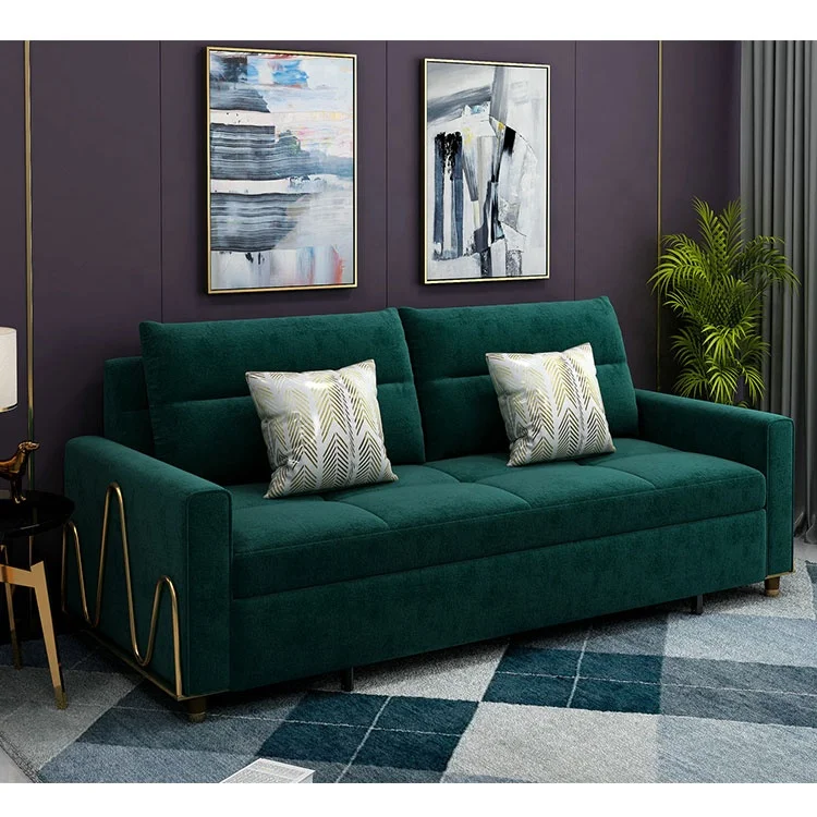 Brown color affording luxury style transformable folding fabric futon sofa bed