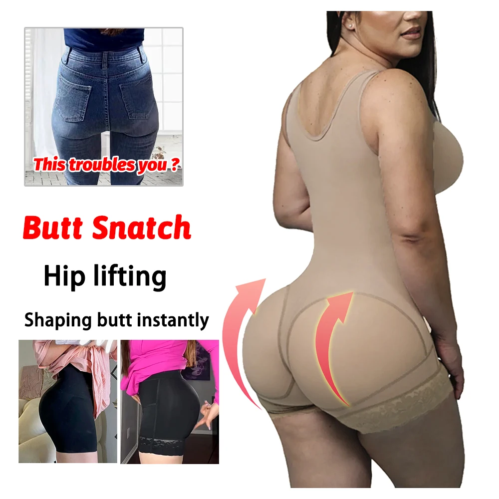 Private Label Powernet Crotchless Colombian Shapers Sheath Body Suit Hip Butt Lifting Faja Postpartum Shapewear Girdle