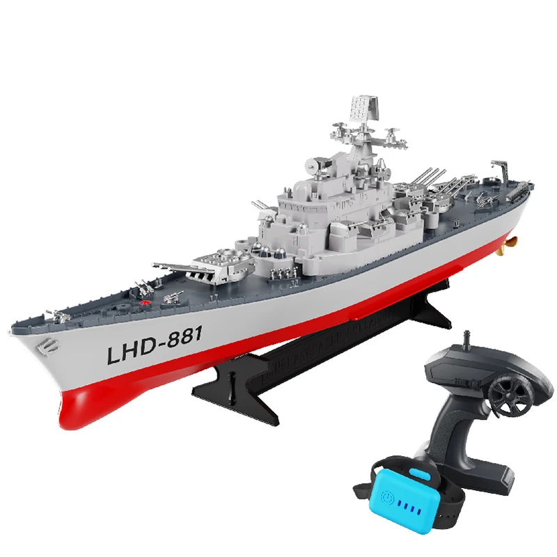 LHD-881 1/390 Scale Battleship Militarily Model Electric 4CH RC Boats&Ships 2.4Ghz Double Control Water Toys Kids Summer Gifts