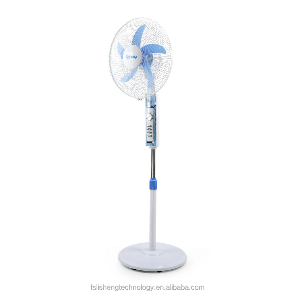 DC 12V Brush  Full Copper Motor Stand Fan 16 Inch 1h Timer  AC/DC Solar Stand Fan with Adapter and Battery Cilp