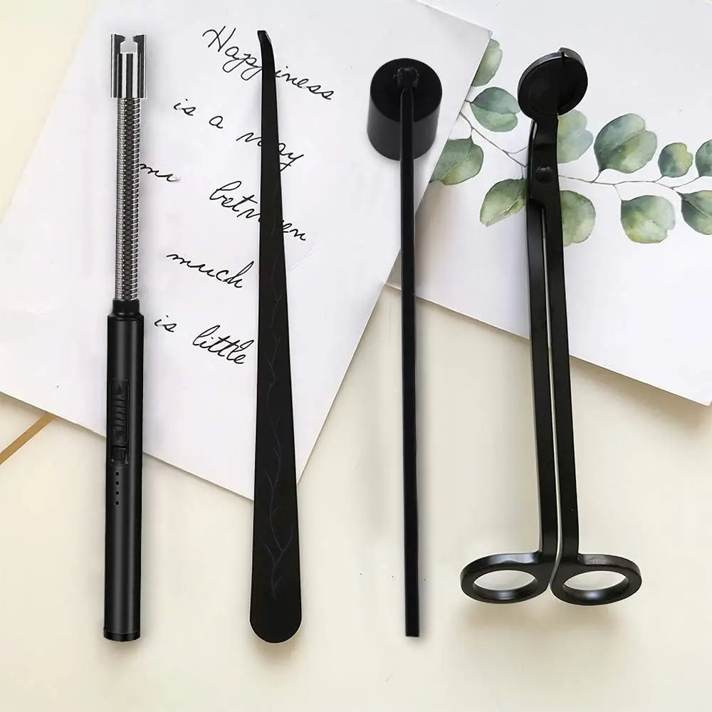 Candle Accessories LED Lighter Kit Wick Trimmer Tool Wick Dipper Snuffer Metal Candle Scissors Shears Metal Wick Trimmer Set