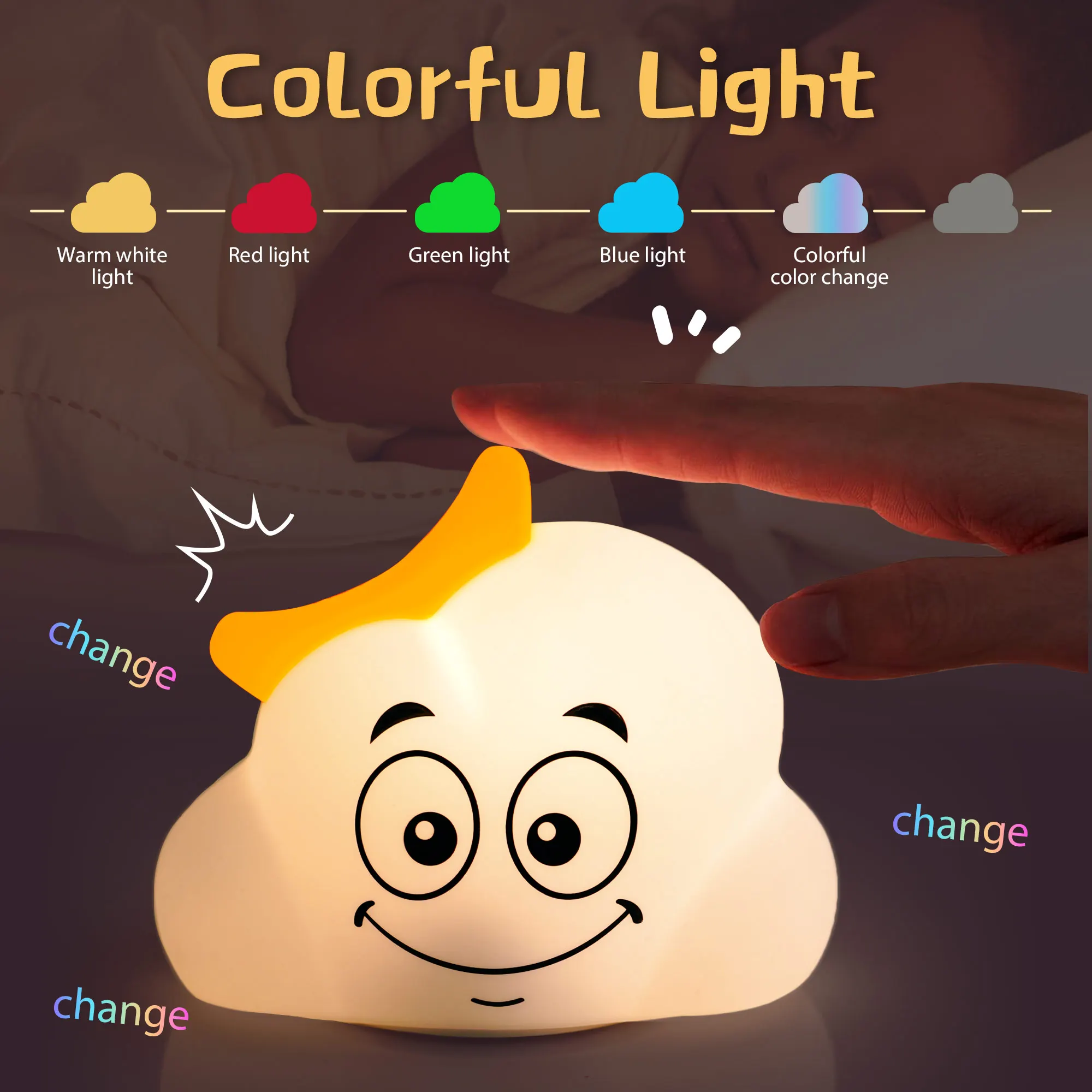 Kawaii Panda Led Night Light Lamp Cute Animal Lights Cartoon Bear Silicone Nightlight For Kids Bedside Bedroom Decora