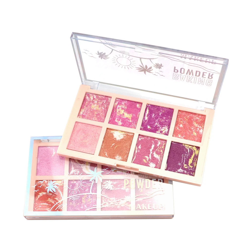 OEM Hot Selling Makeup 8 Colors Baked Powder Marbling Blush Palette Waterproof Blusher Private Label