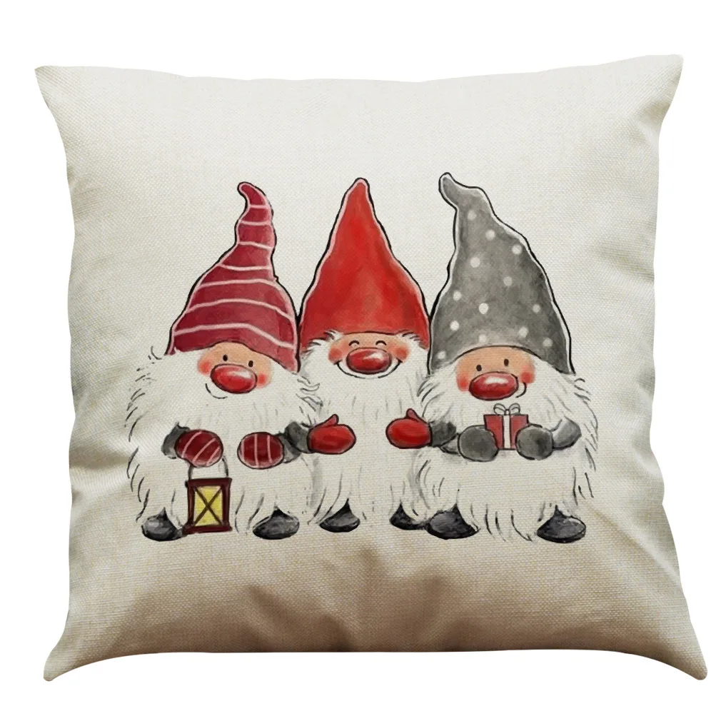 2024 Christmas Theme Cotton Linen Car Sofa Pillow Cushion Cover Cushion for House Decoration