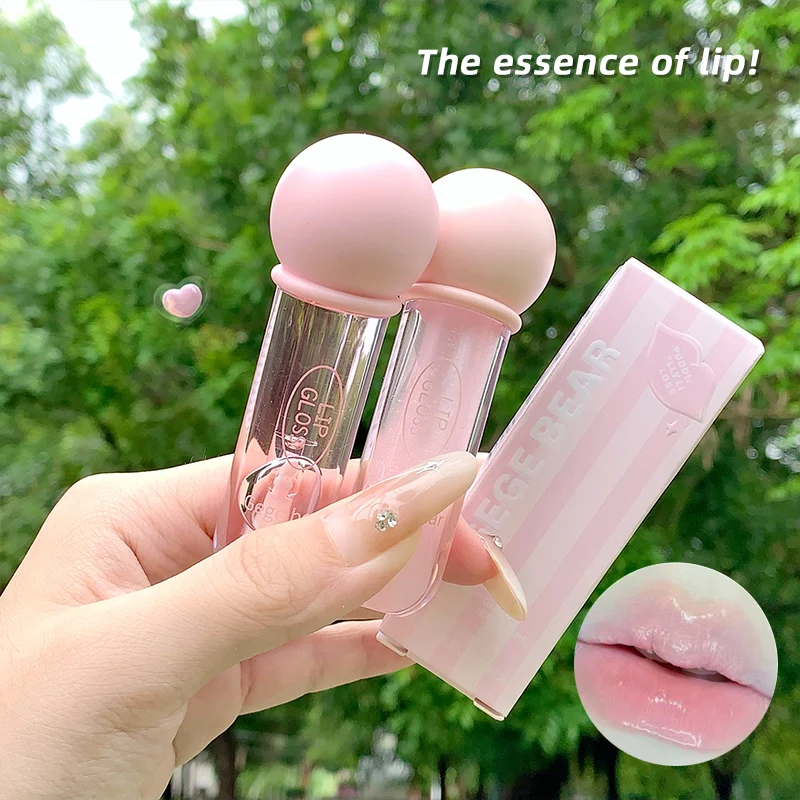 Moisturizing Lip Oil Non-Sticky High-Shine Tinted Lip Balm GEGE BEAR Natural Shiny & Shimmer Pudding Jelly Cute Lip Gloss