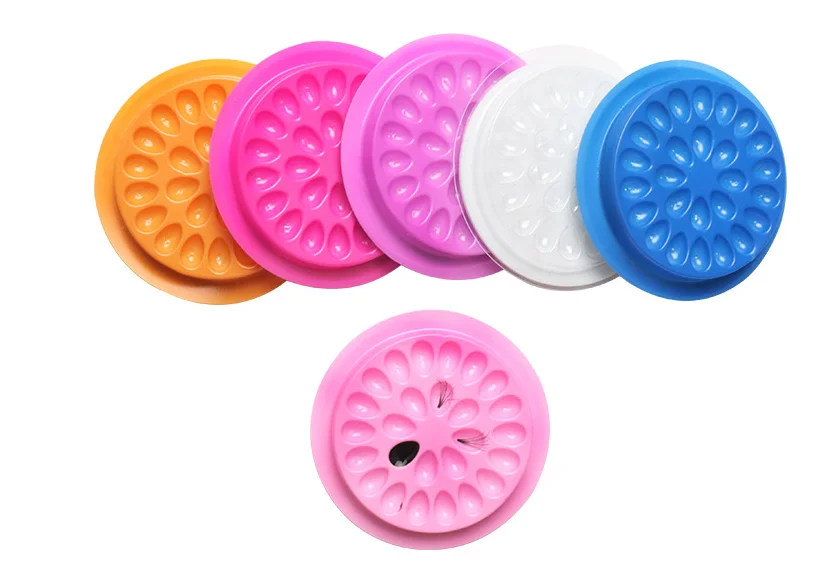 Wholesale Eyelash Extension Pallet Magnetic Board Acrylic Lash Tile with Glue Hole Colorful Lash Extension Tile