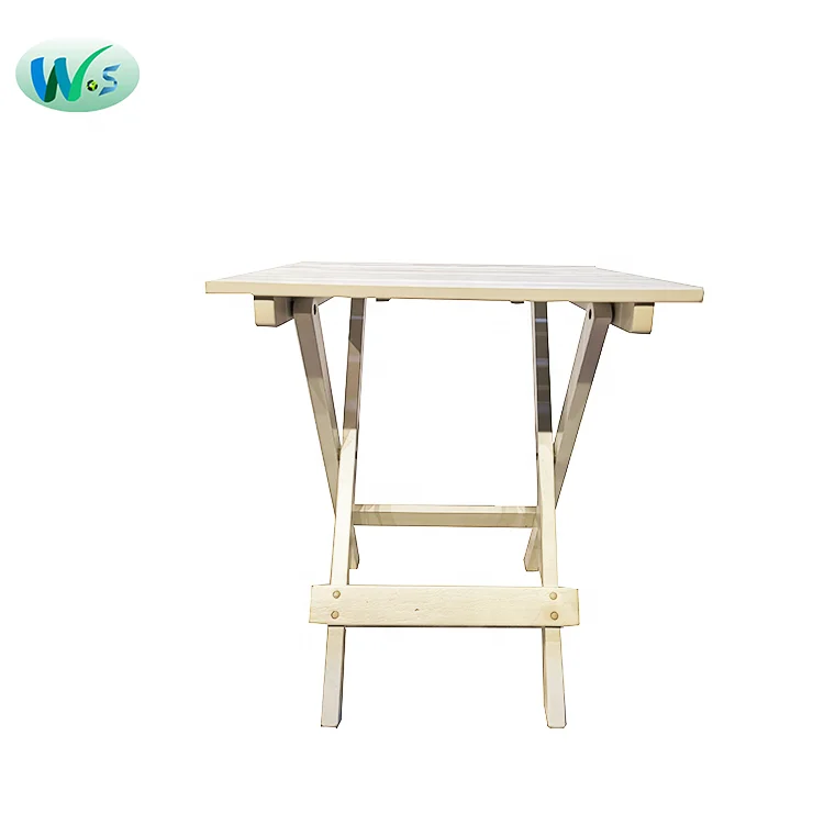 WSS 3902 Wooden Bamboo Coffee Table Folding Light Square Side Bistro for Patio Garden Living Room Outdoor White