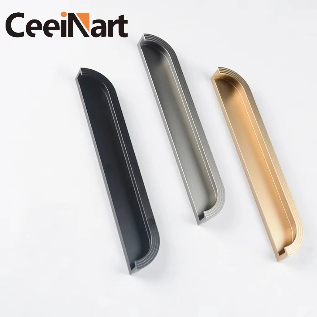 Ceeinart Factory Direct Sales Simple Modern Cabinet Door Hidden Door Handle European Style Light Luxury Aluminum Alloy Material