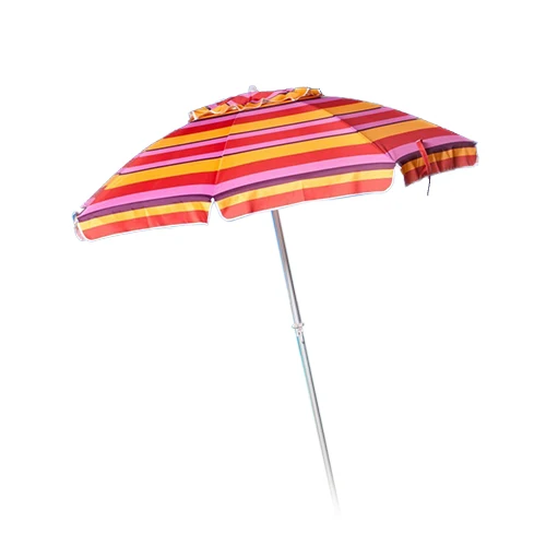 China Wholesale Sier Coated Straight Pattern Beach Umbrella Portable Folding and Windproof Big Stripe Printed for Adults