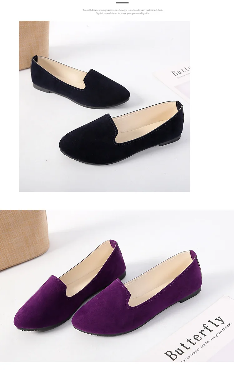 CLS002 pointed suede shallow mouth 35-43 code jobs shoe flat comfort women's casual shoes
