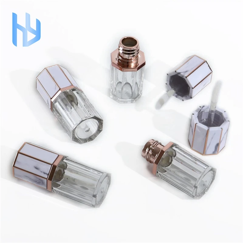 Low Moq Custom Popular Sexangle Marble Lip Gloss Tube