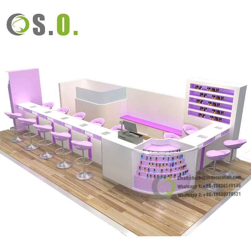 Factory Direct Sale Nail Bar Kiosk Beauty Bar Kiosk Modern Design Nail Bar Kiosk For Manicure