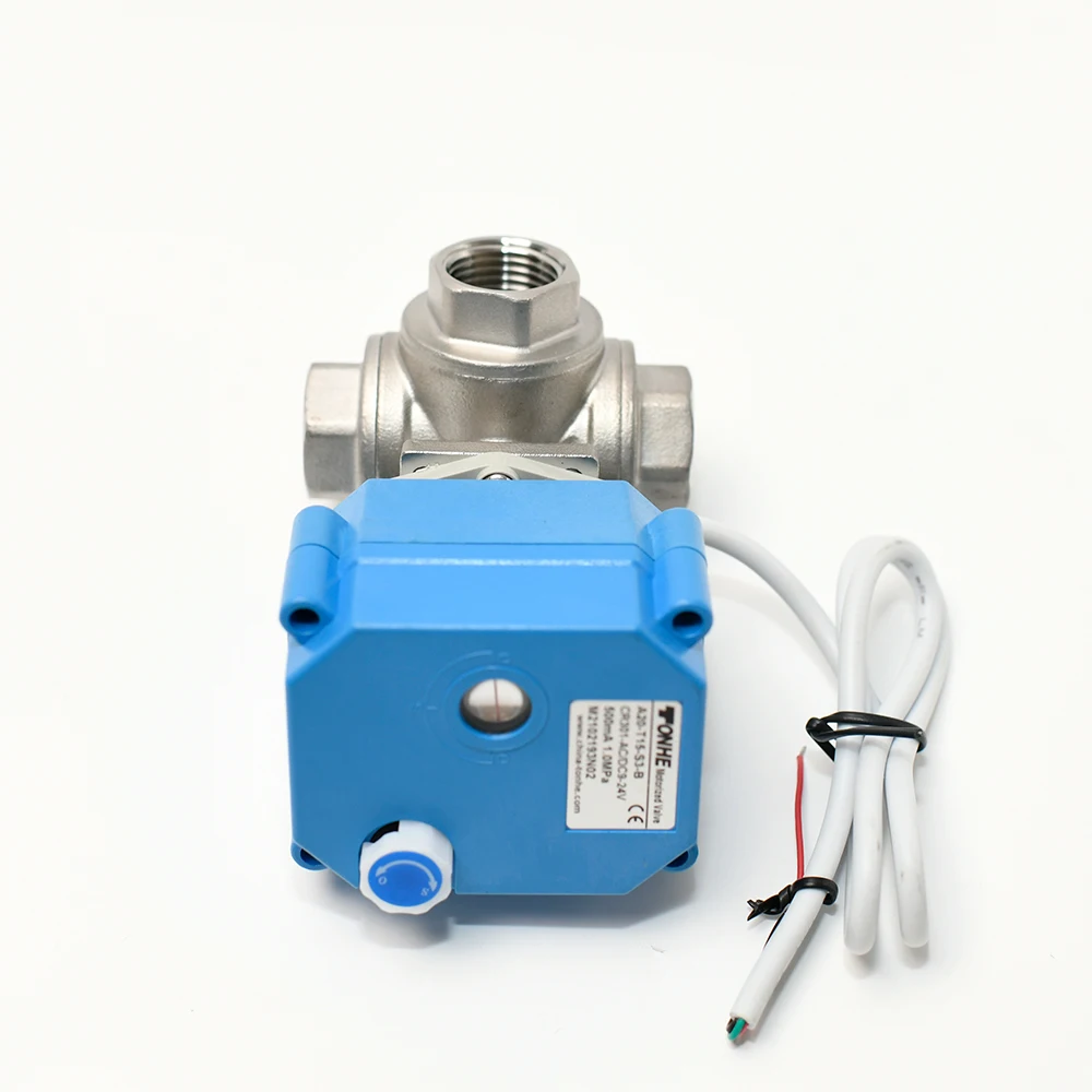 3 way 3 position horizontal 3/4' brass electric control ball valve