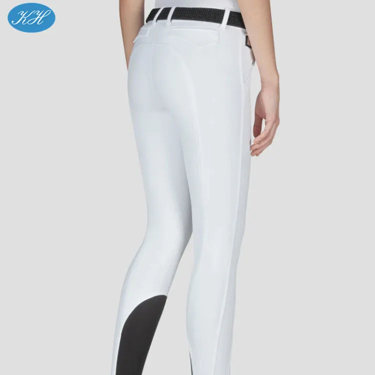 Latest design custom horse riding pants jodphurs white knee patch silicone grip equestrian breeches