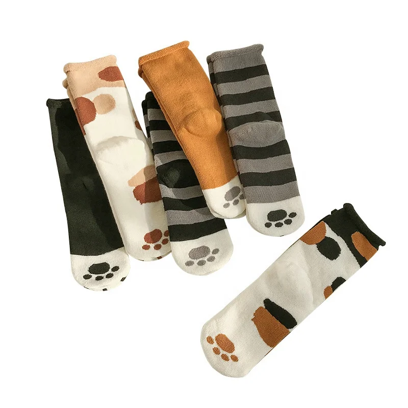 Cats Paw Cute Cartoon Print Soft Warm Fleece Winter Womens Ankle Socks Cat