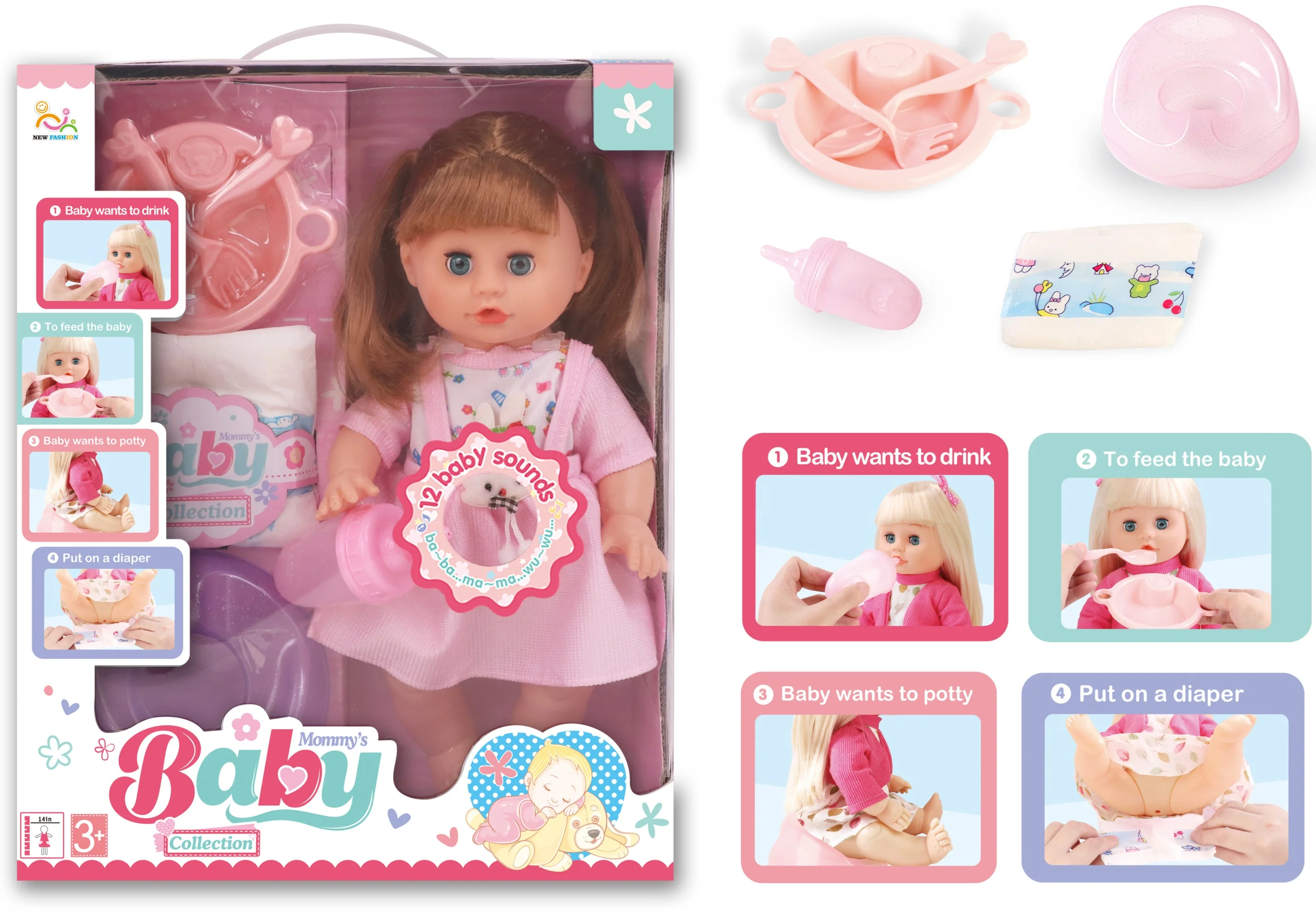 NEW ITEM CHILDREN DOLL TOYS SET 14 INCH DOLL ACCESSORIES FOR SALE