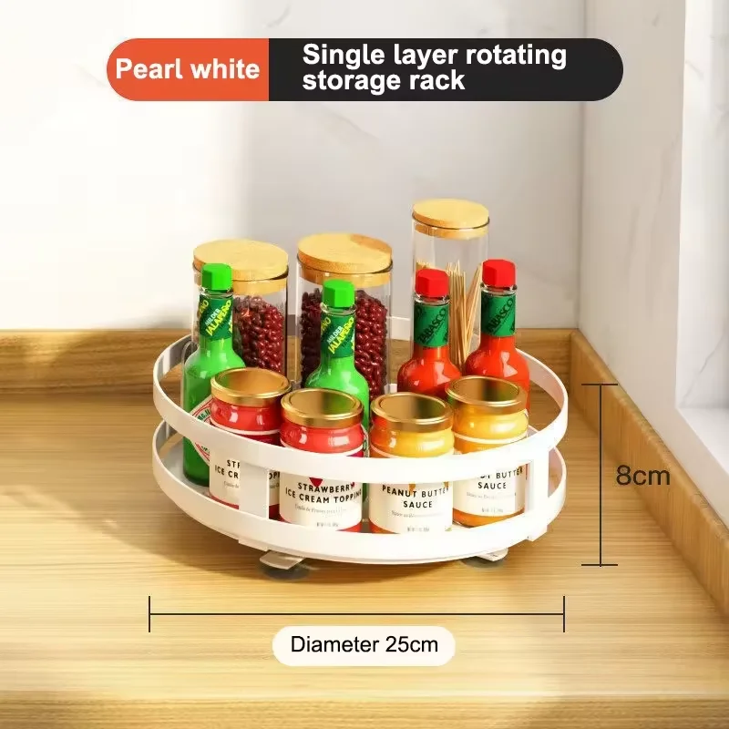 3-layer kitchen seasoning rack with 360 degree rotating disc seasoning storage rack