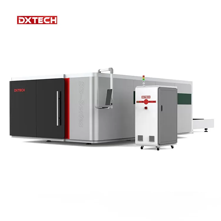 Dxtech 6kw 10kw 12kw high power fiber laser cutting machine with rotary and Exchange platform