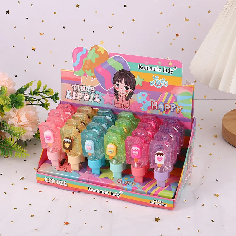 Ice cream color-changing lipgloss cute makeup bulk makeup vegan long lasting  moisturize lip gloss waterproof kids lip oil