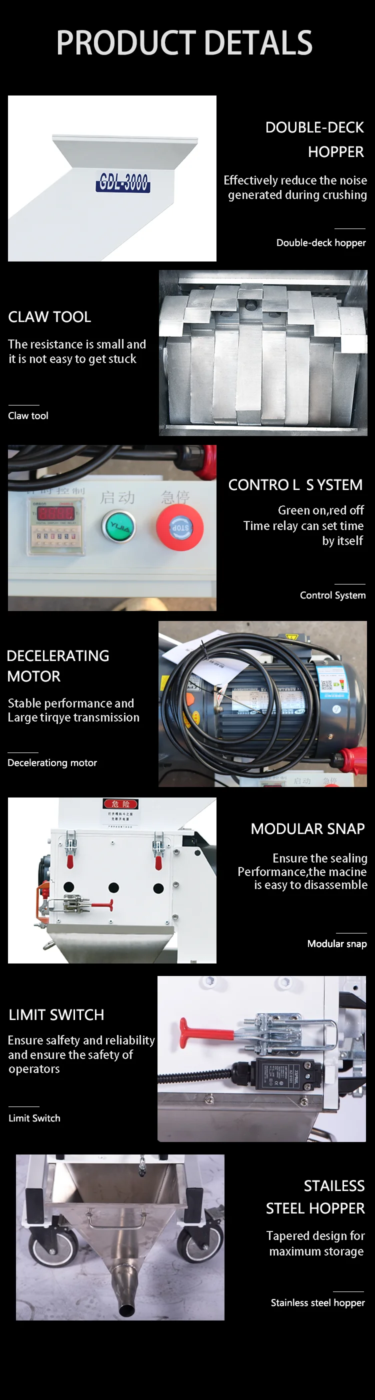 CE commercial electric automatic plastic recycling grinding mill machine manufacturer