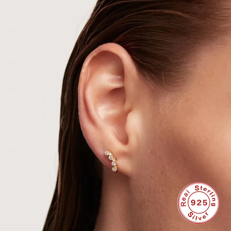 QLEESI Exquisite Jewelry Hot Sale Wholesale Sterling Silver 18K Gold Romantic Zircon Stud 925 Earrings